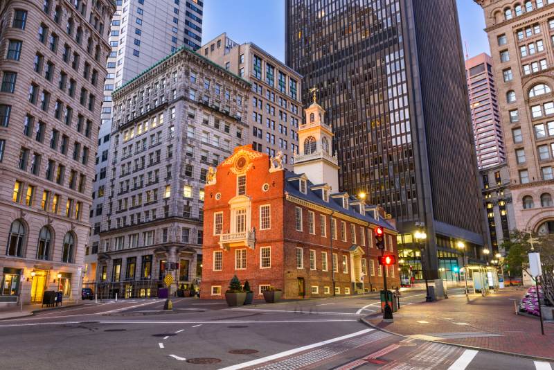 Old State House in Boston along the Freedom Trail at night